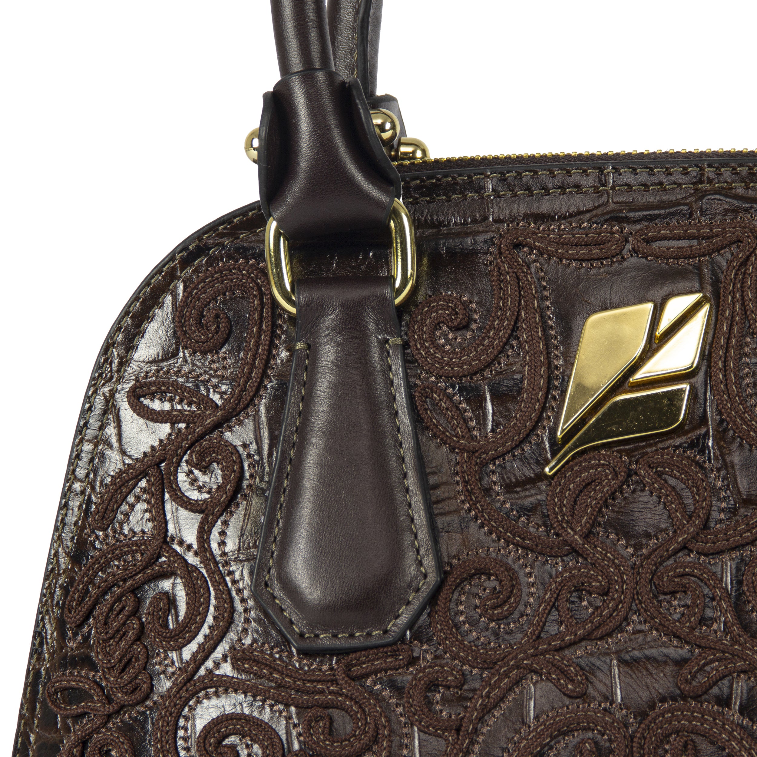 Serena Baroque Bowling Bag, Pine Nut Size, Patricia Maranhão