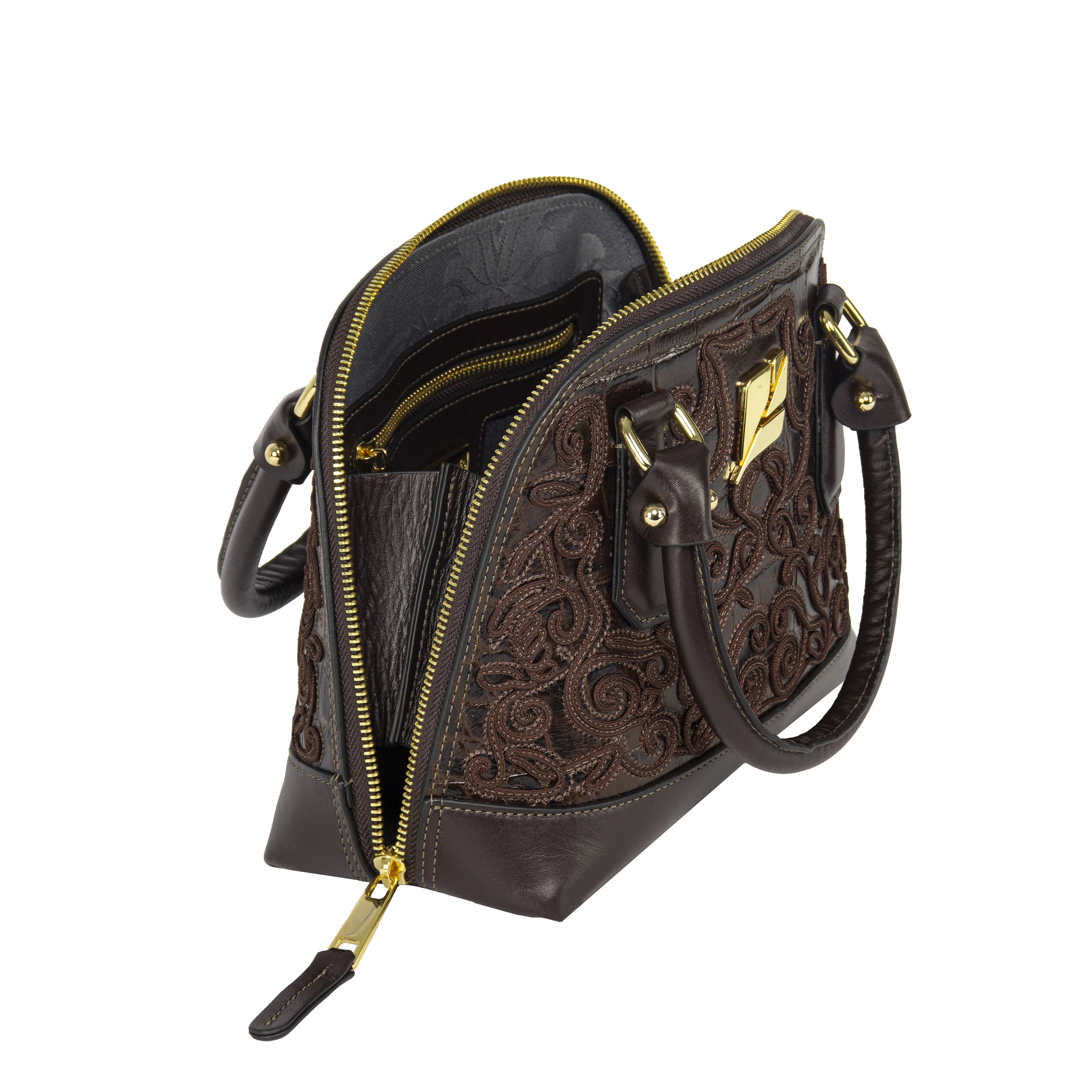 Serena Baroque Bowling Bag, Pine Nut Size, Patricia Maranhão
