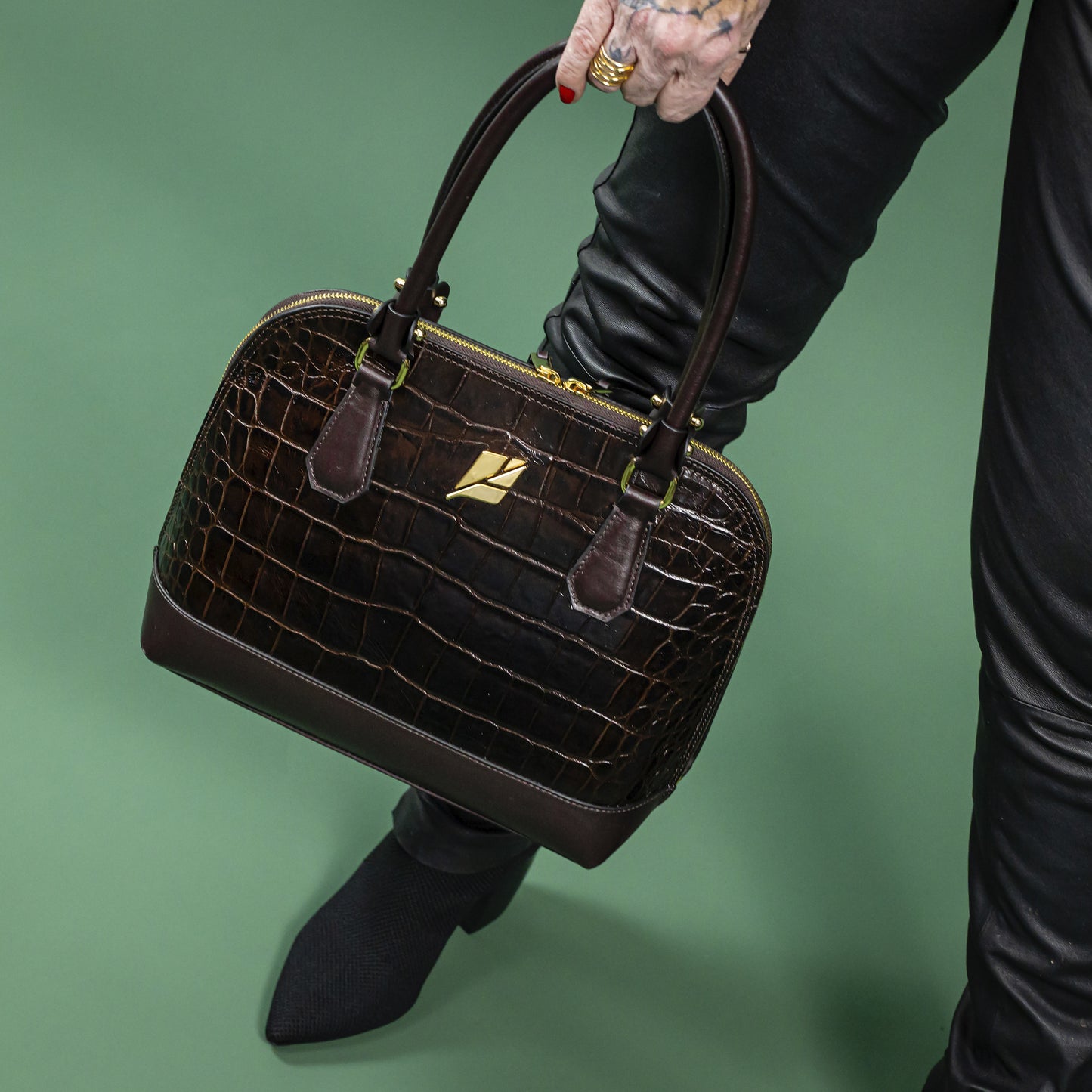 Bolsa Bowling Serena Croco M Pinhão Patrícia Maranhão