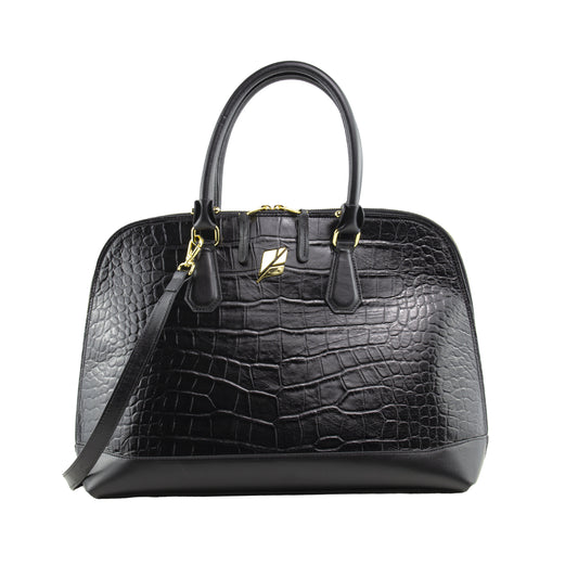 Bolsa Bowling Serena Croco G Preto Patrícia Maranhão
