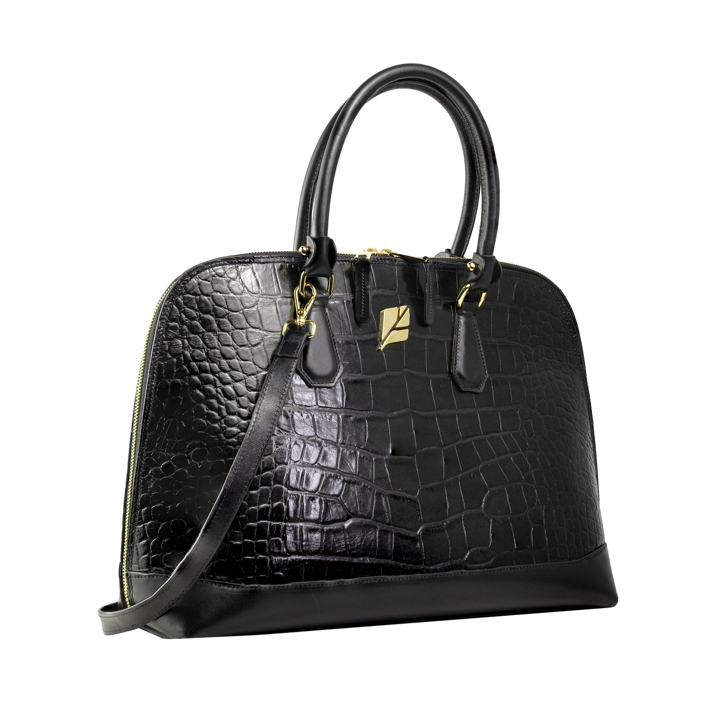 Bolsa Bowling Serena Croco G Preto Patrícia Maranhão