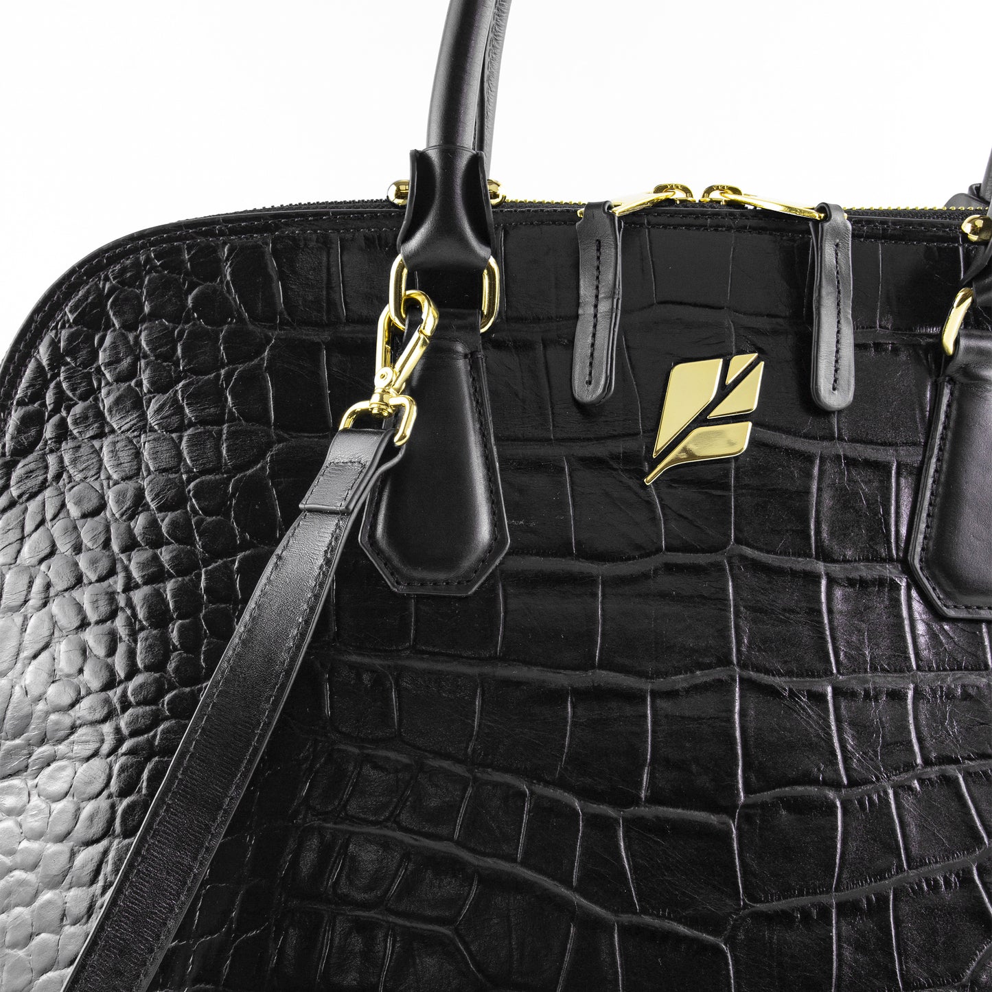 Bolsa Bowling Serena Croco G Preto Patrícia Maranhão