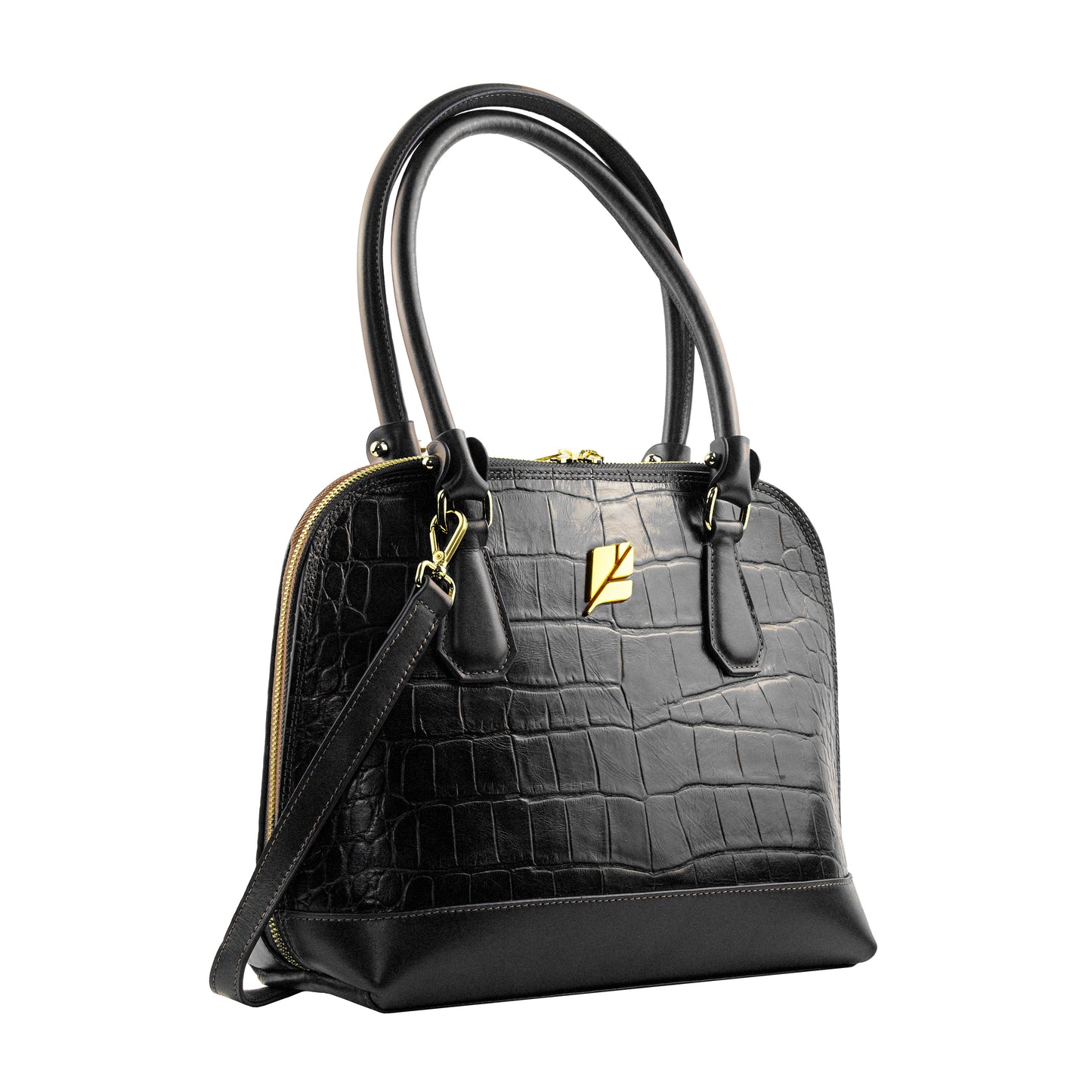 Bolsa Bowling Serena Croco M Preto Patrícia Maranhão