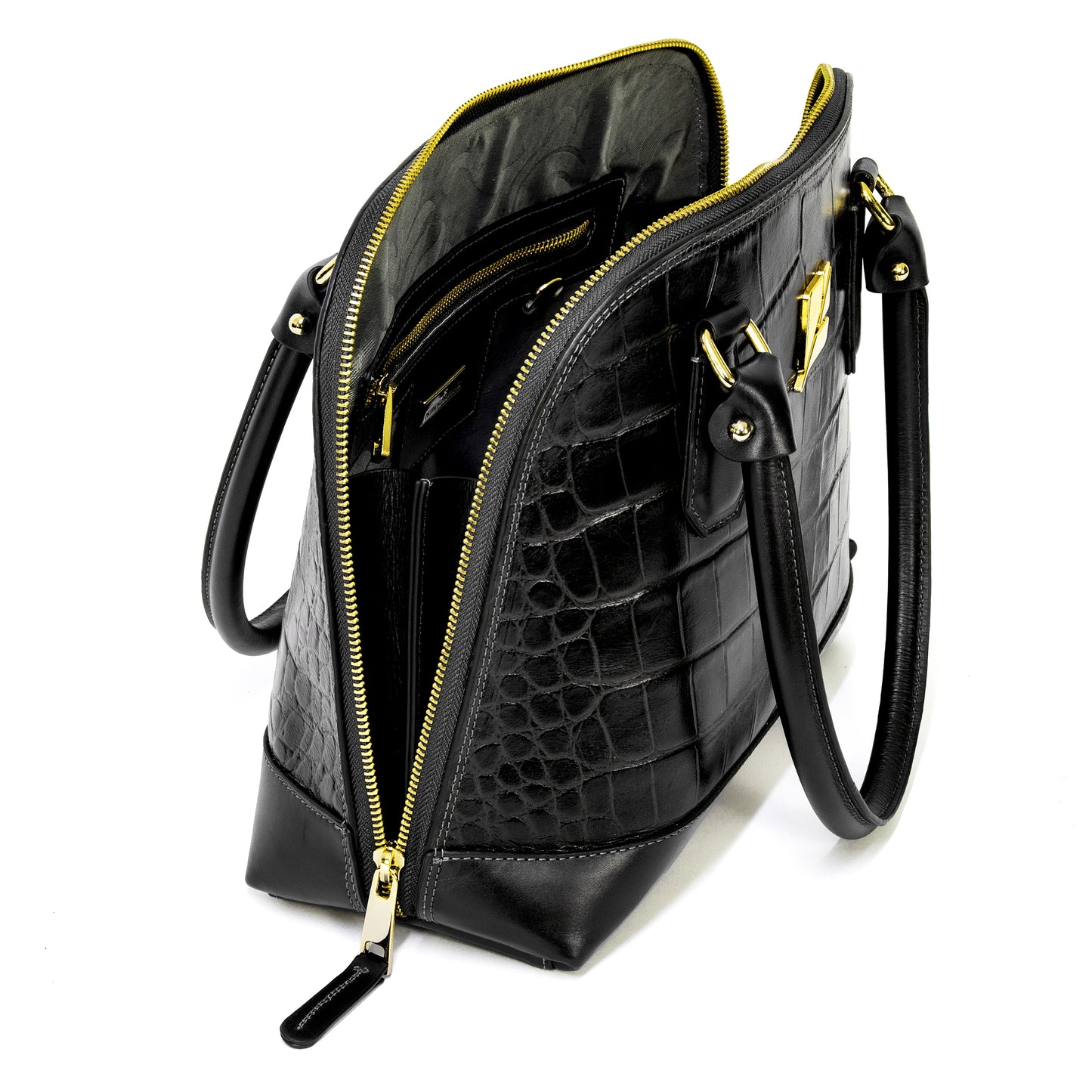 Bolsa Bowling Serena Croco M Preto Patrícia Maranhão