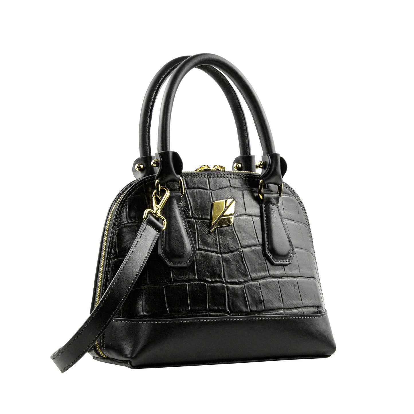 Bolsa Bowling Serena Croco P Preta Patrícia Maranhão