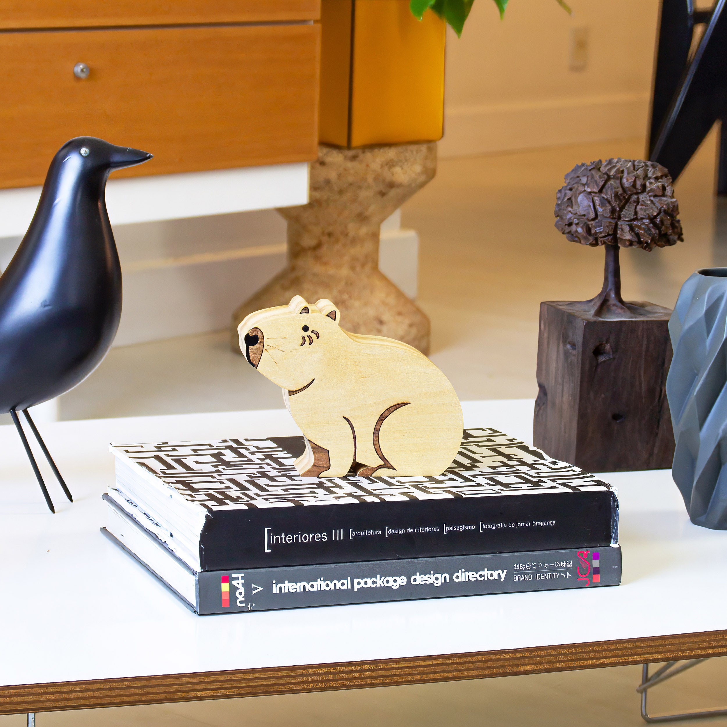 Capybara Wood Sculpture by New Patricia Maranhão
