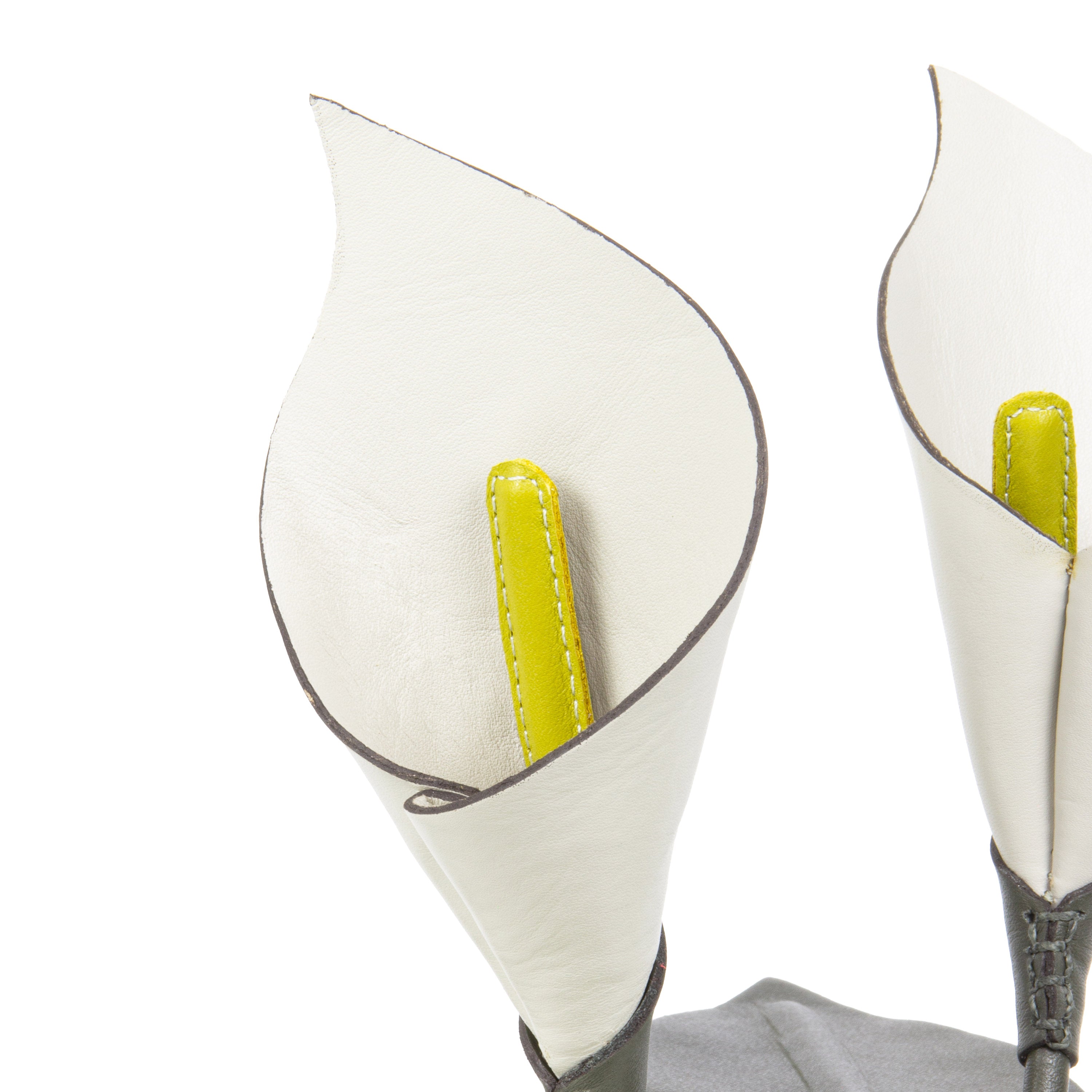 Calla Lily Plant Pot with Ice Cube in Leather by Patricia Maranhão