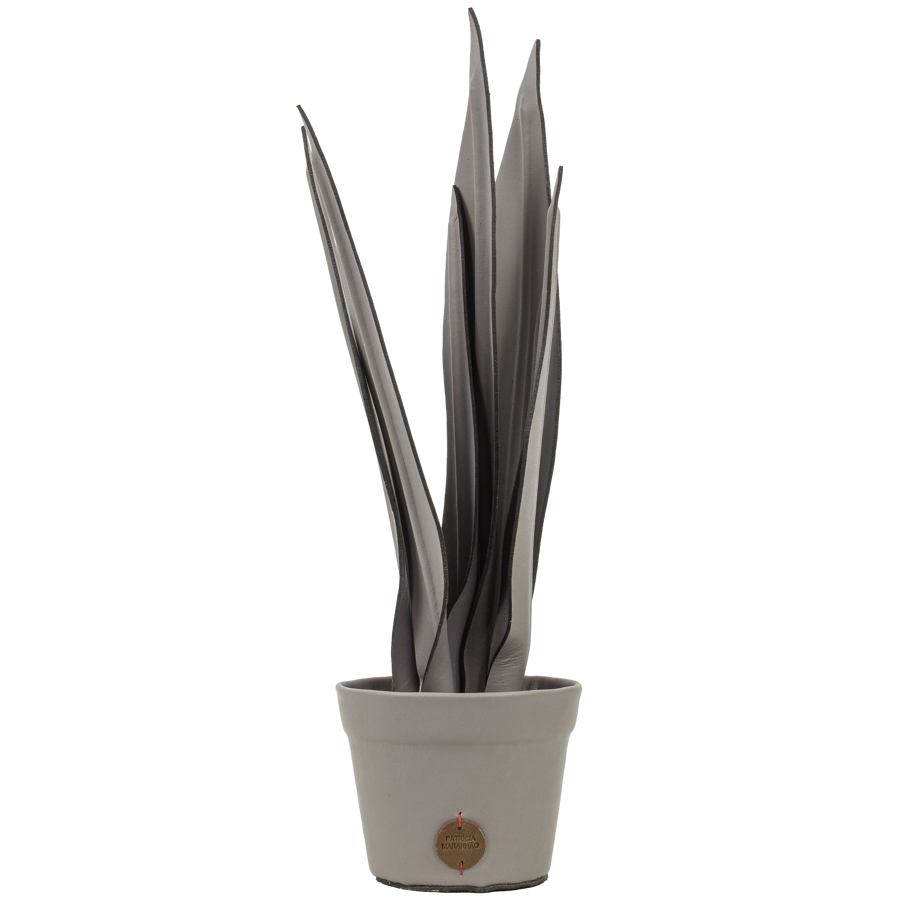 Vaso de Planta Espada de São Jorge Granito em Couro Patrícia Maranhão