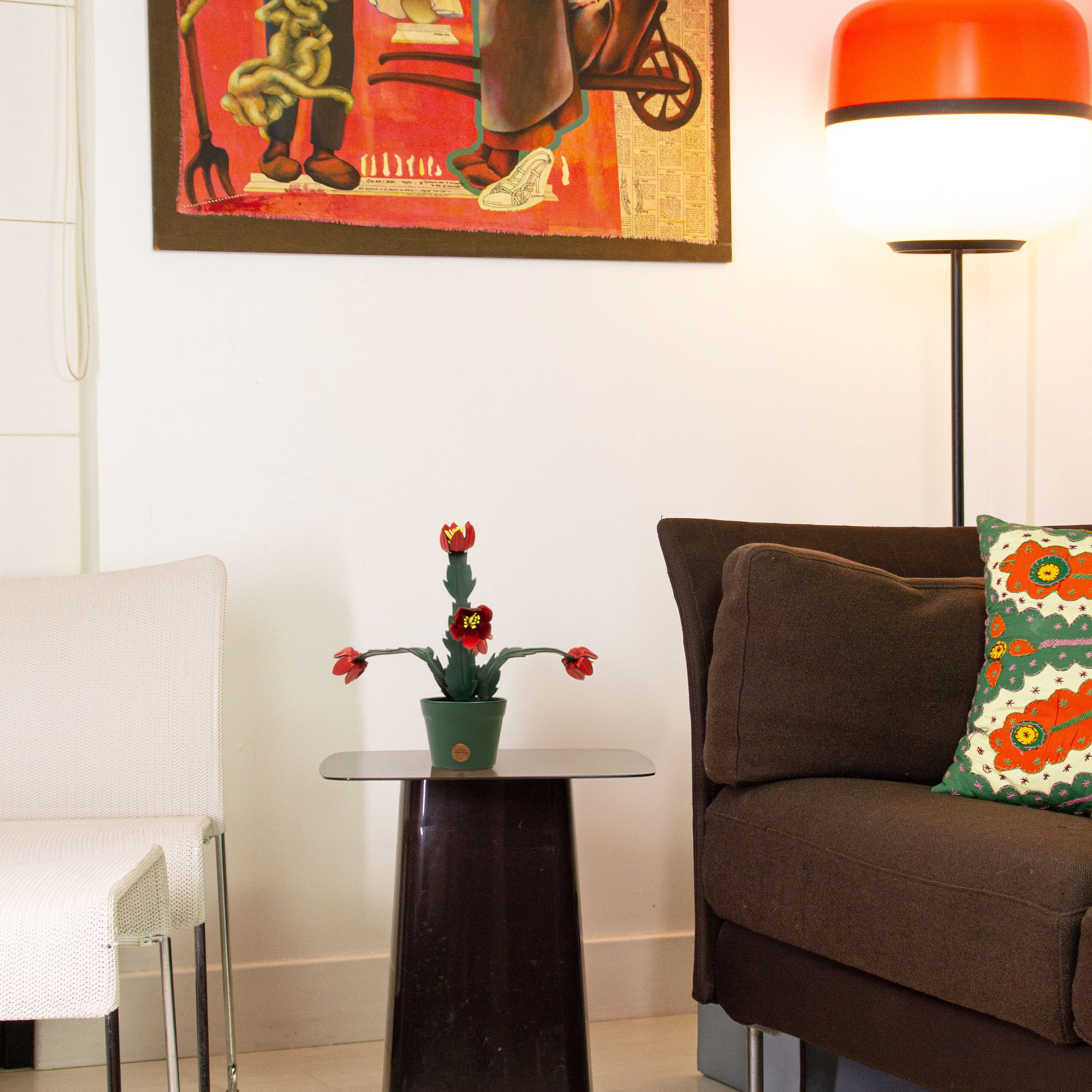 Red May Flower Plant Pot in Leather by Patrícia Maranhão