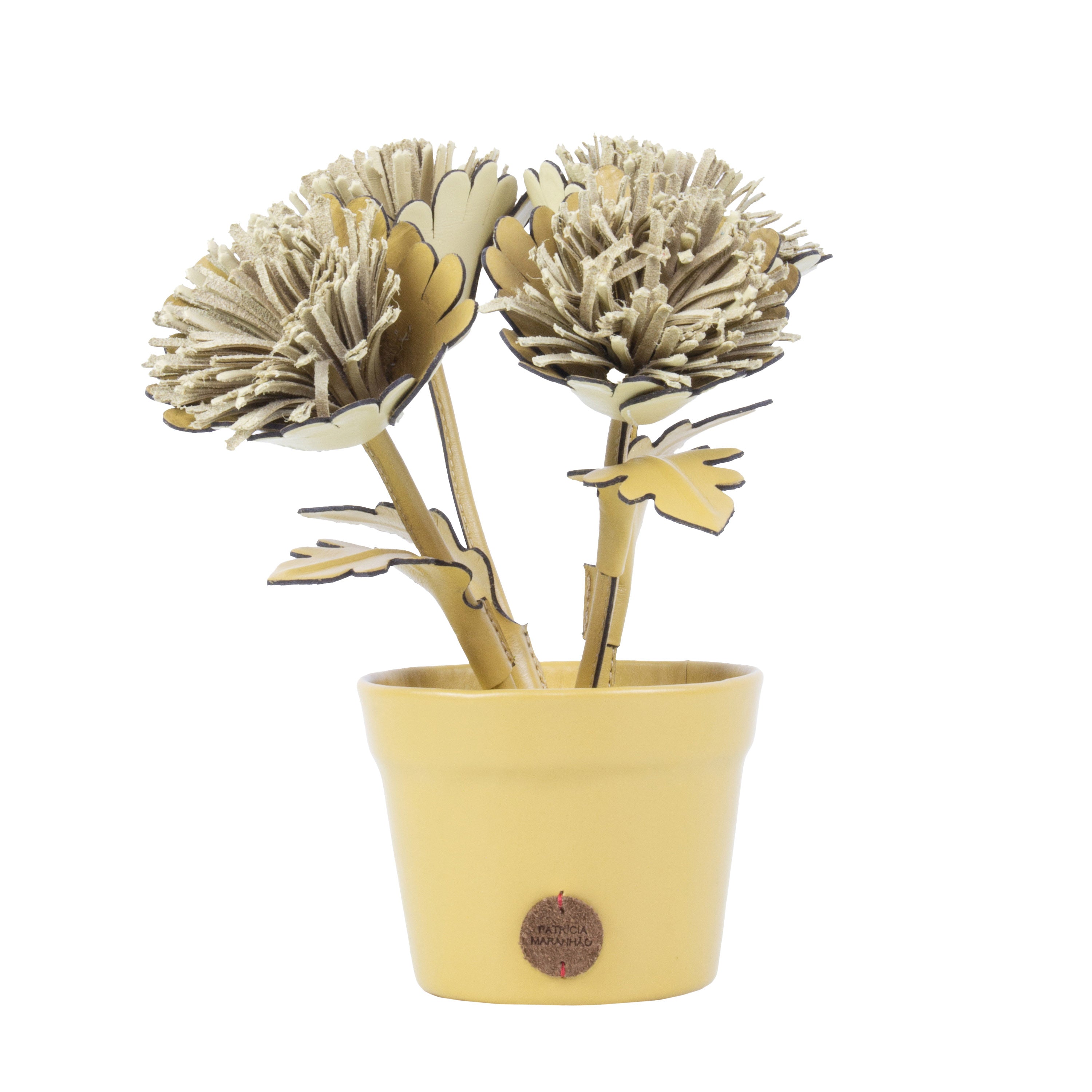 Gerbera Sand Plant Pot in Leather by Patrícia Maranhão