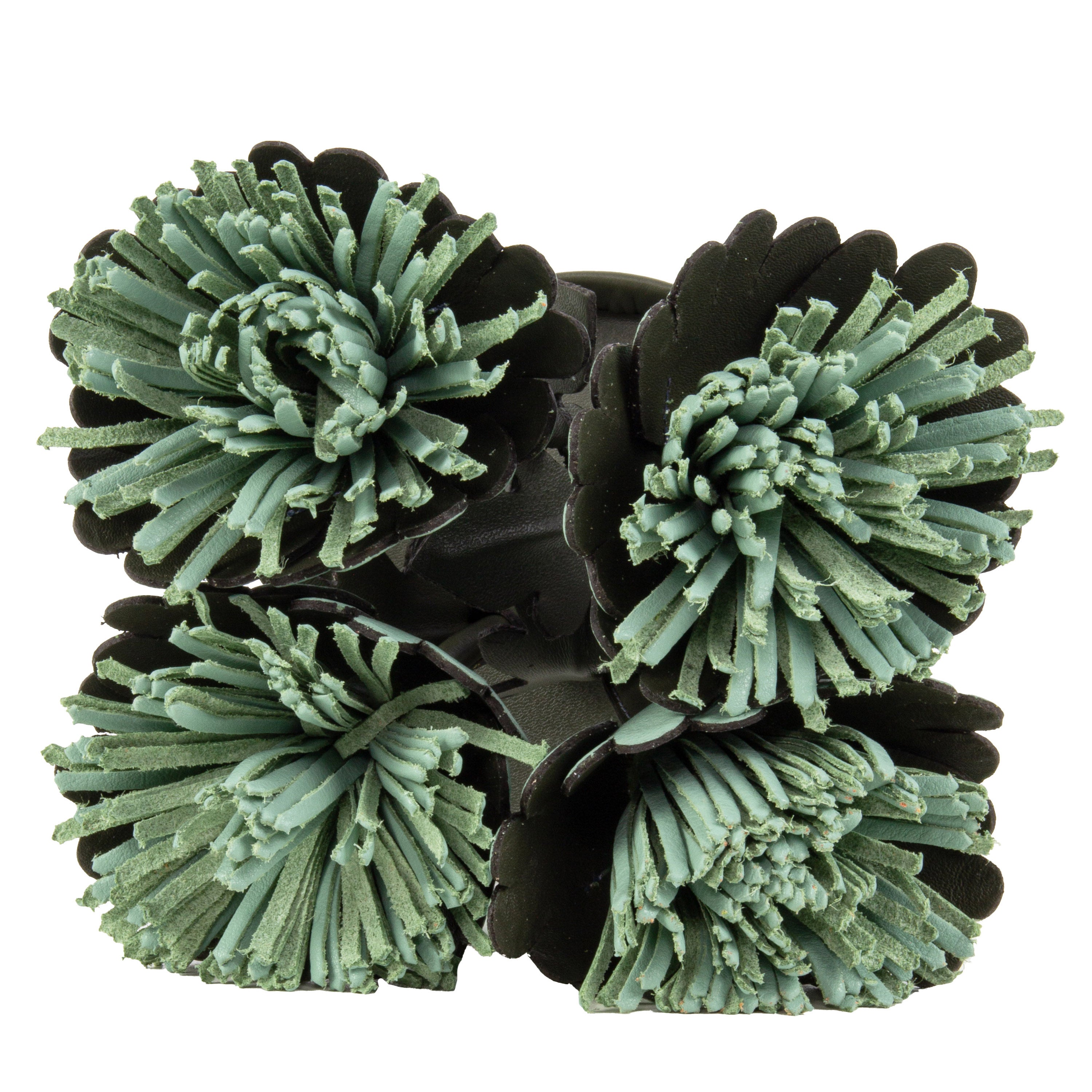 Green Gerbera Plant Pot in Leather by Patrícia Maranhão