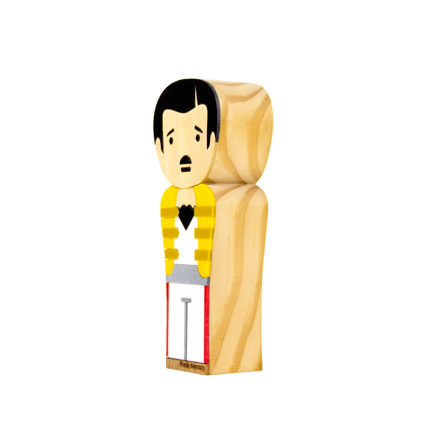 Kokeshi Escultura de Madeira Freddie Mercury