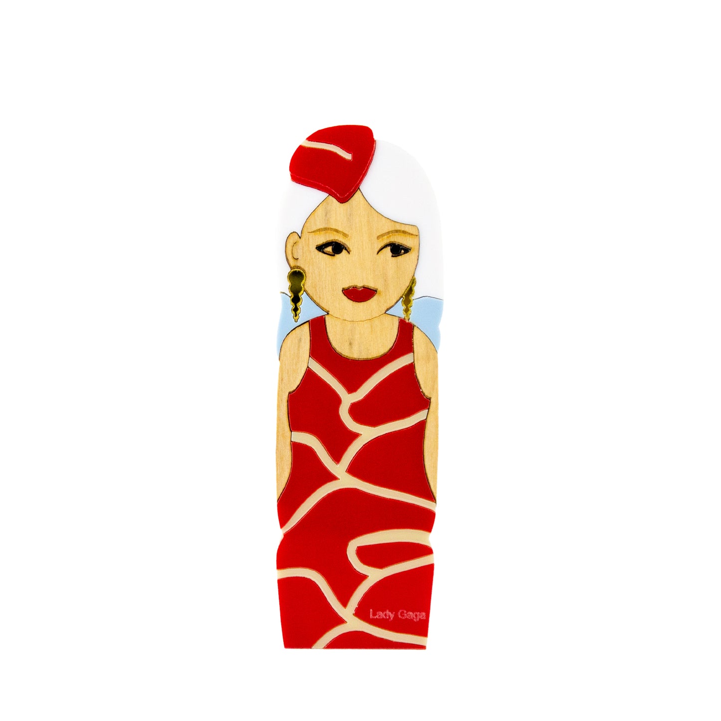 Kokeshi Escultura de Madeira Lady Gaga