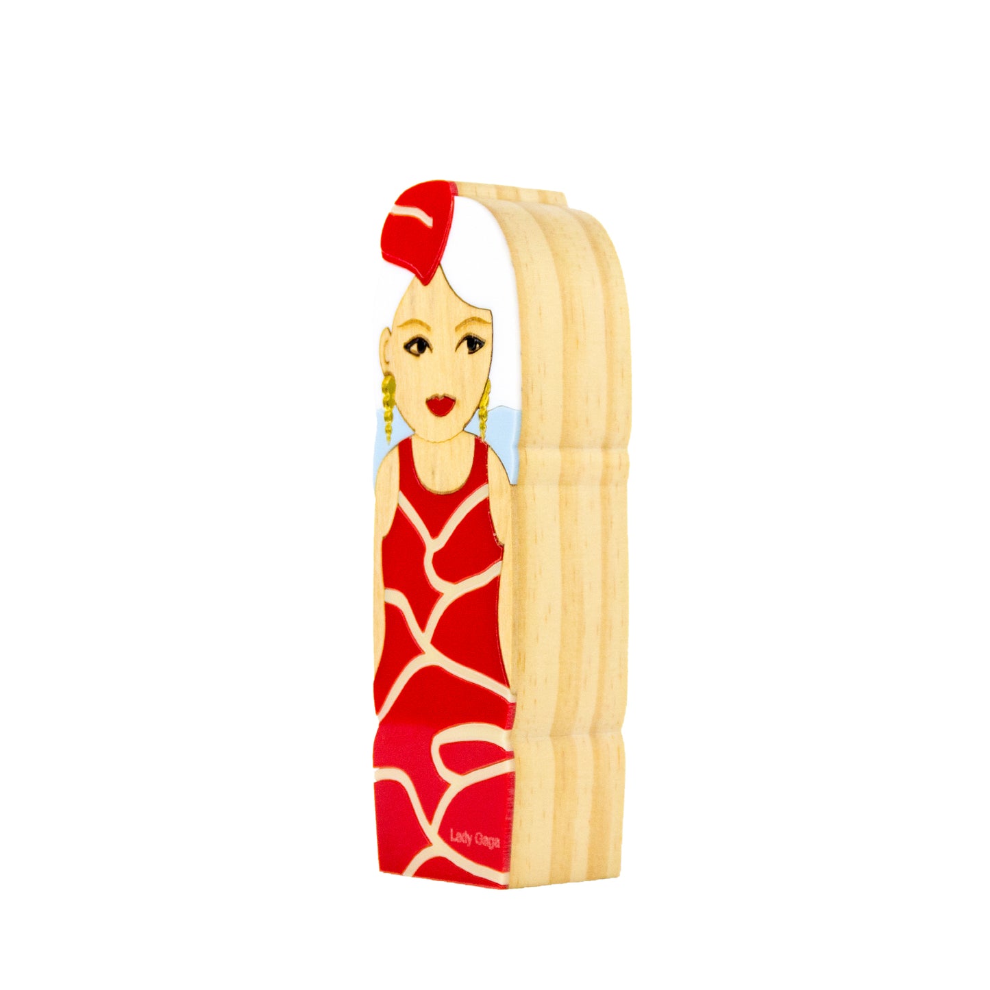 Kokeshi Escultura de Madeira Lady Gaga