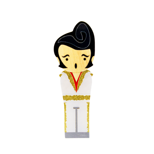 Kokeshi Escultura de Madeira Elvis Presley