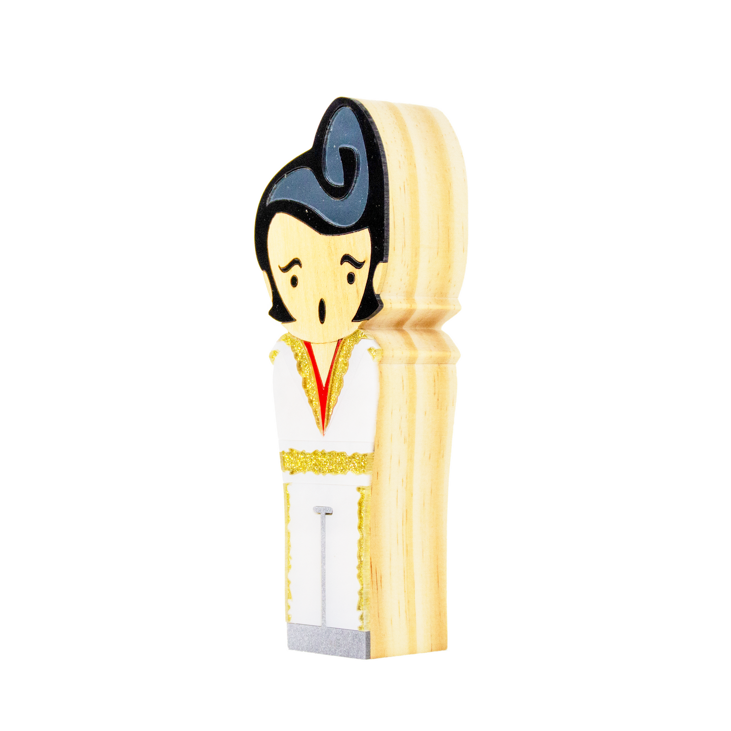 Kokeshi Escultura de Madeira Elvis Presley