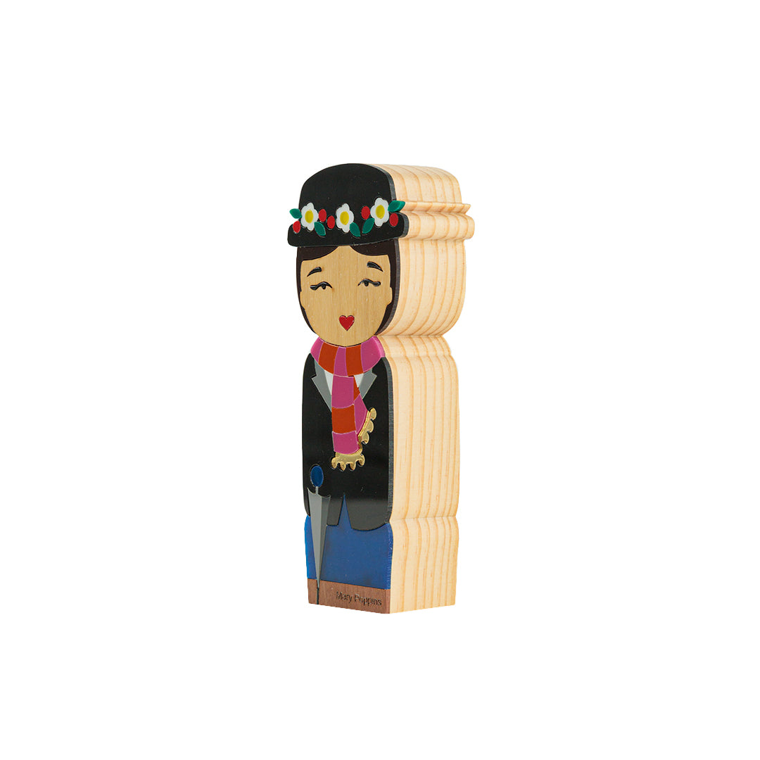 Kokeshi Escultura de Madeira Mary Poppins