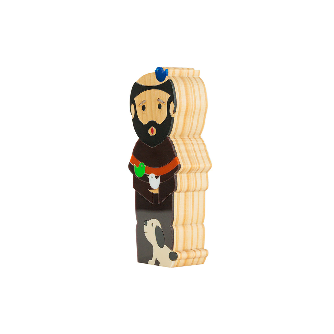 Kokeshi Escultura de Madeira São Francisco de Assis