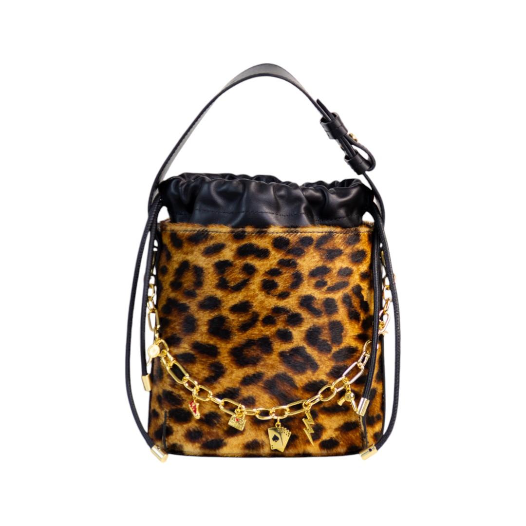 Bolsa Bucket Donna Couro Legítimo Animal Print Onça Patrícia Maranhão