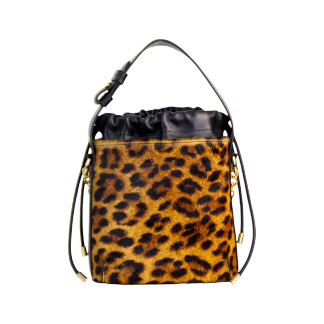 Bolsa Bucket Donna Couro Legítimo Animal Print Onça Patrícia Maranhão