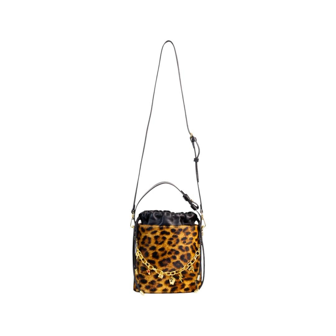 Bolsa Bucket Donna Couro Legítimo Animal Print Onça Patrícia Maranhão