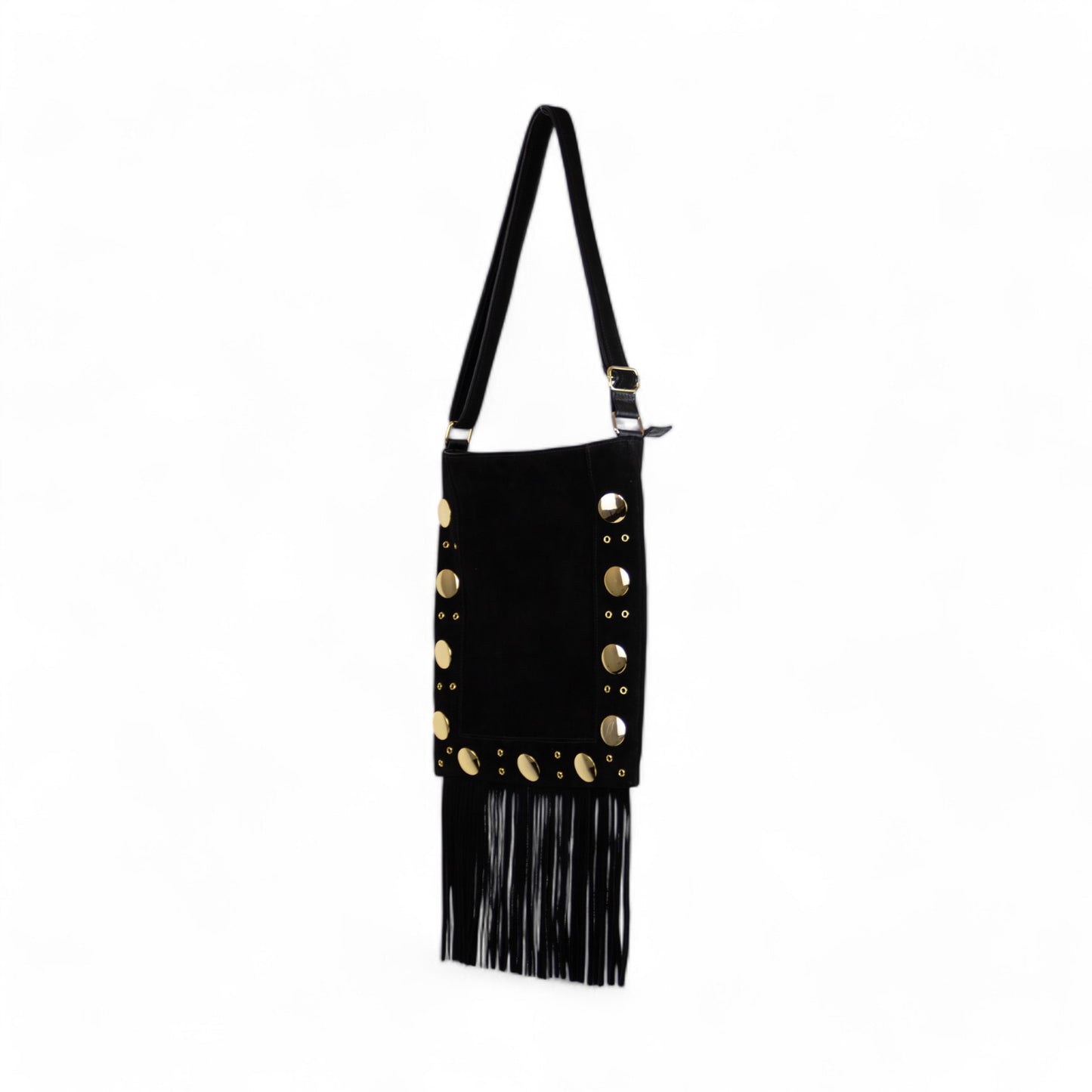 Boho James Crossbody Bag in Genuine Leather with Black Fringe Patrícia Maranhão