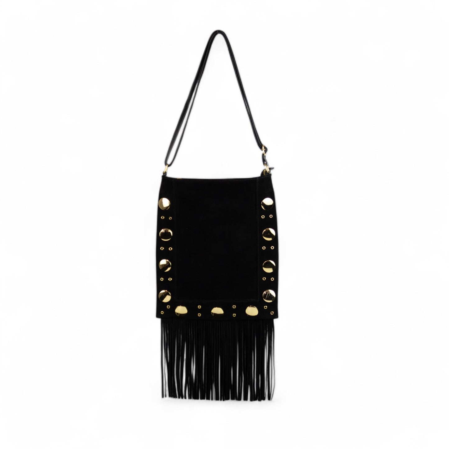 Boho James Crossbody Bag in Genuine Leather with Black Fringe Patrícia Maranhão