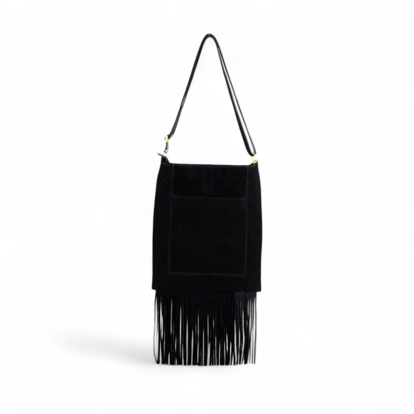 Boho James Crossbody Bag in Genuine Leather with Black Fringe Patrícia Maranhão