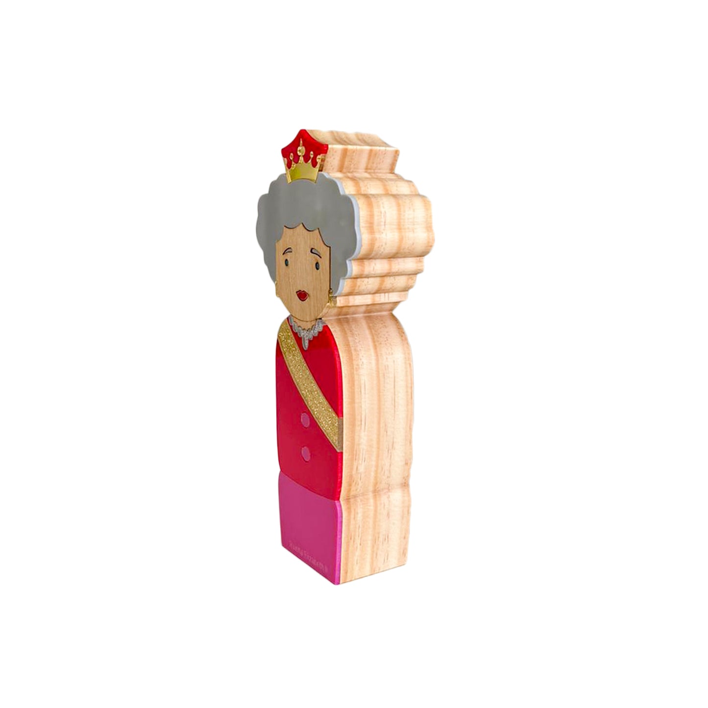 Kokeshi Escultura de Madeira Rainha Elizabeth II