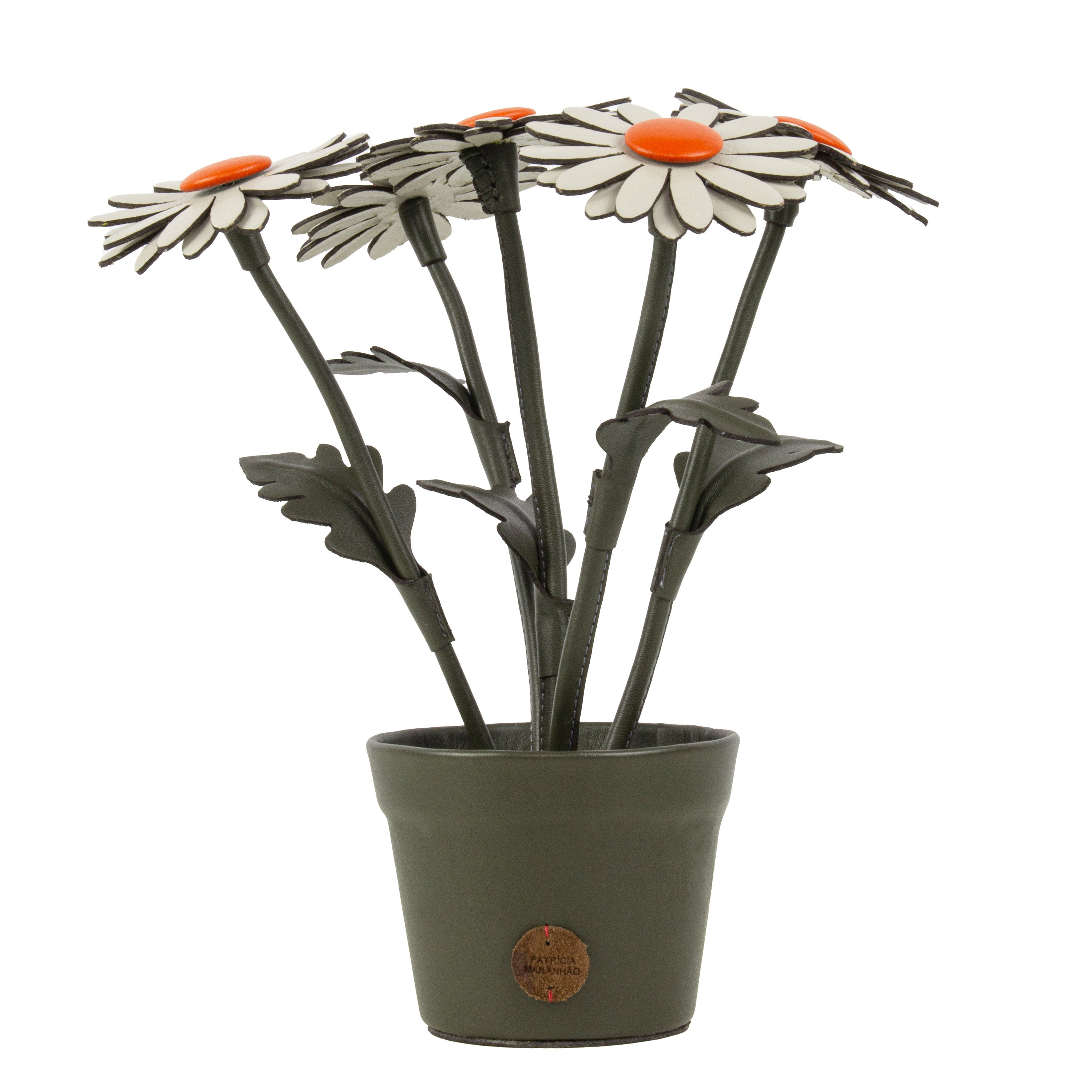 Ice Daisy Plant Pot in Leather by Patrícia Maranhão
