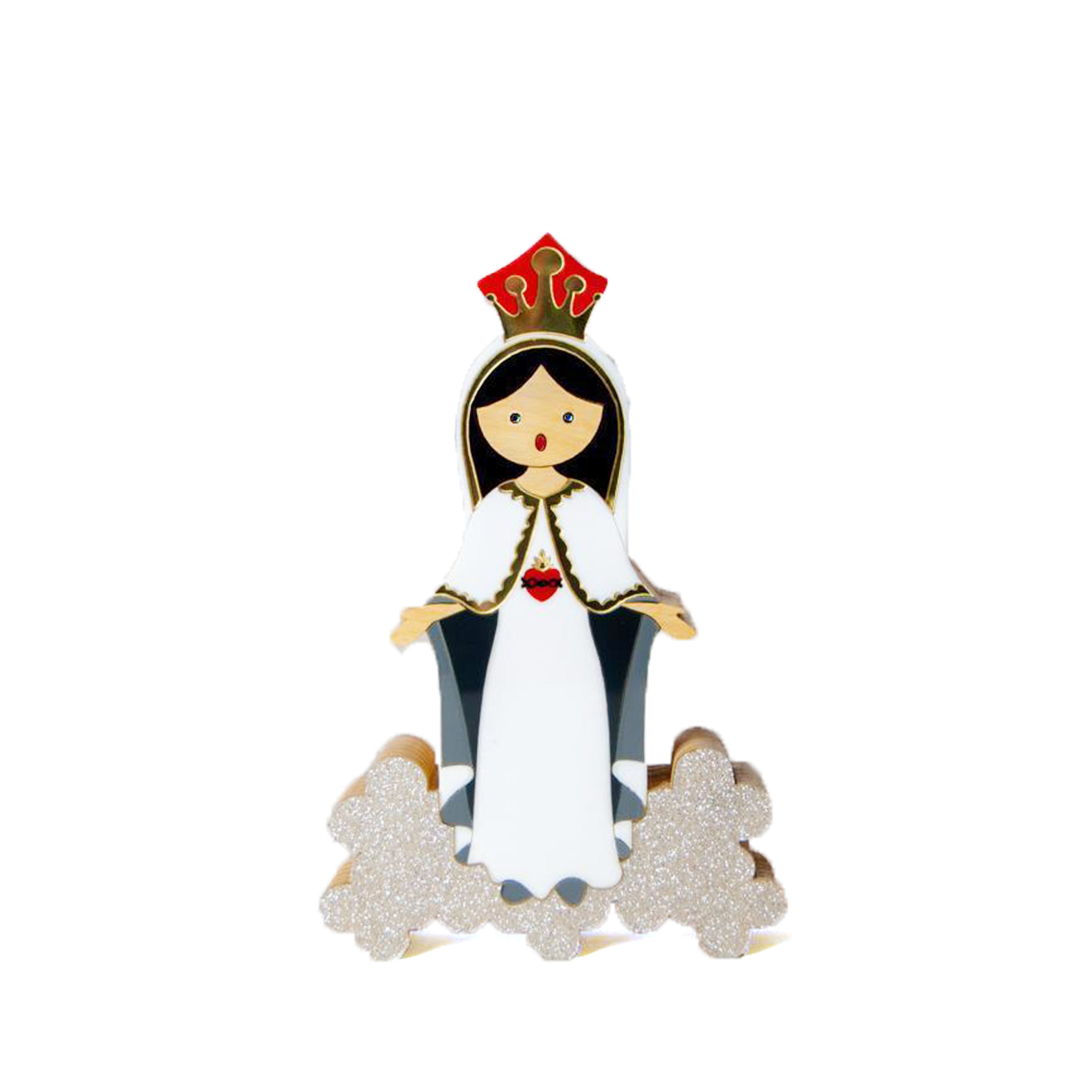 Escultura de Madeira Sagrado Coração de Maria Sacra Mini Patricia Maranhão
