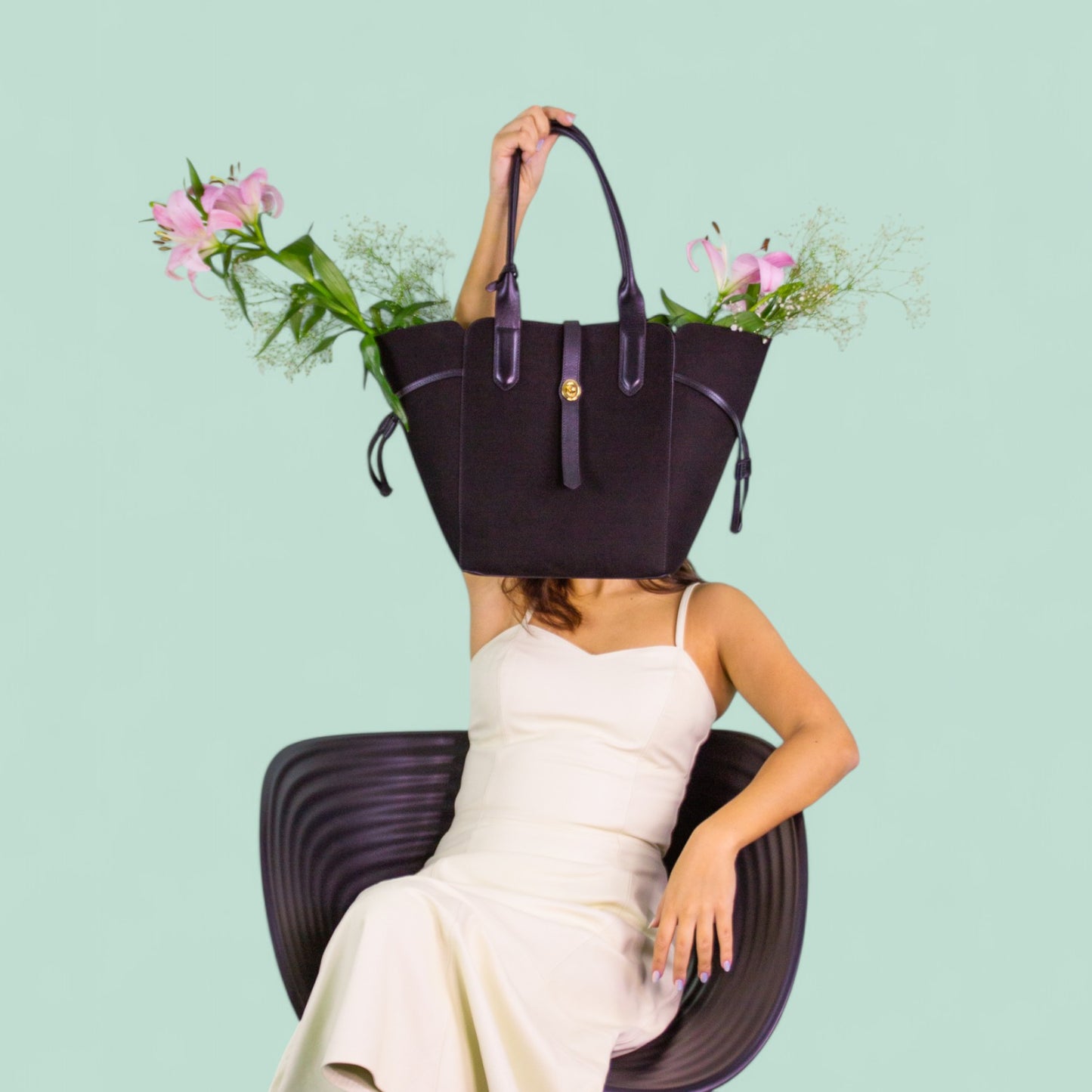 Bolsa Shopping Melania Couro Legítimo Preto Patrícia Maranhão