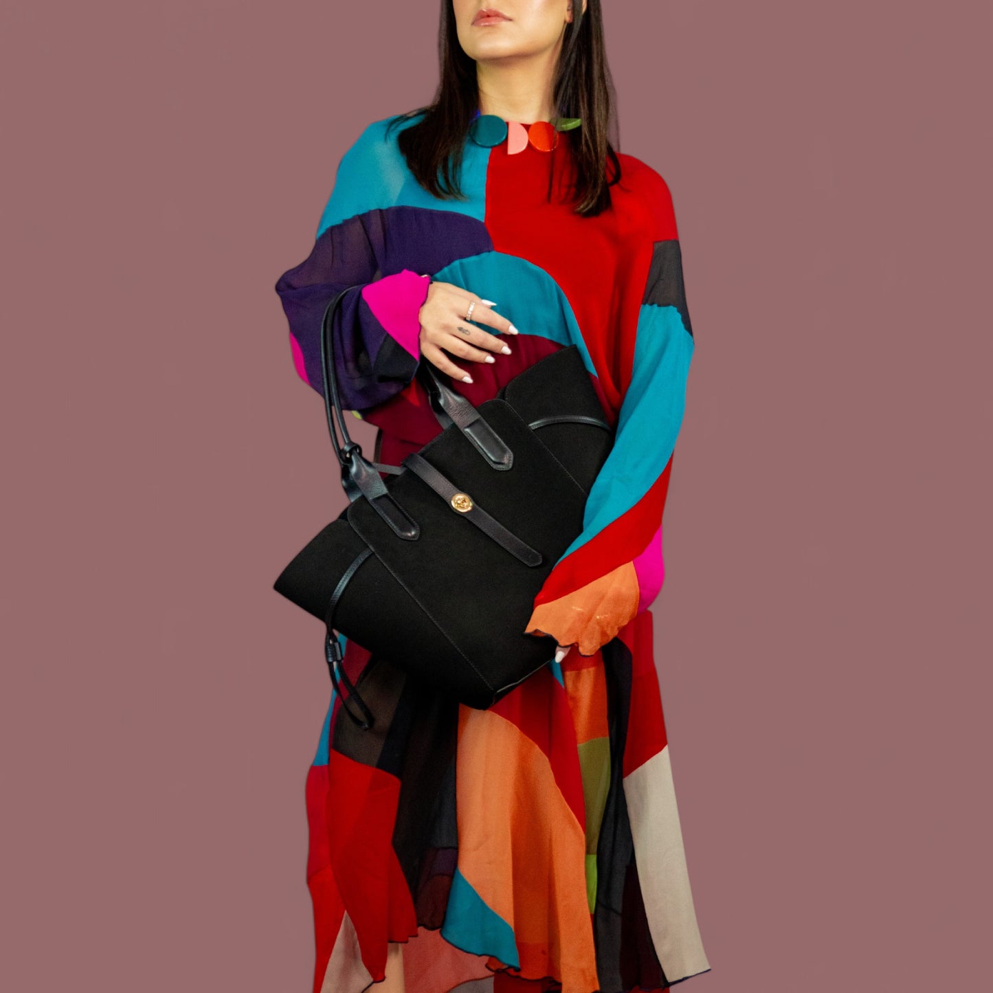 Bolsa Shopping Melania Couro Legítimo Preto Patrícia Maranhão