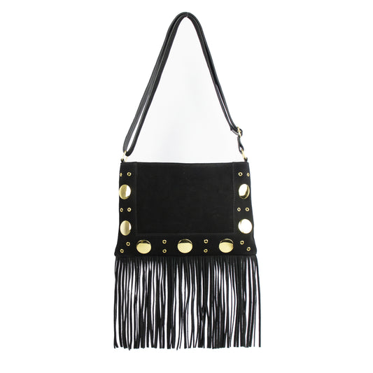 Fendi James Genuine Leather Boho Crossbody Bag with Fringes Patrícia Maranhão