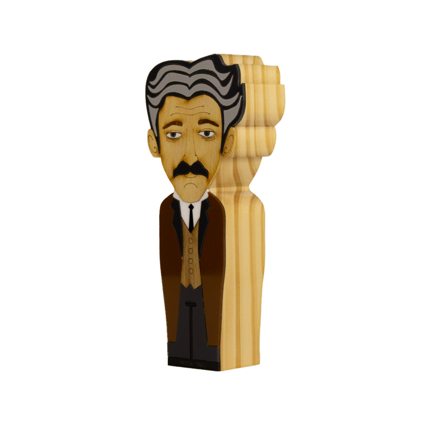 Kokeshi Escultura de Madeira Nikola Tesla