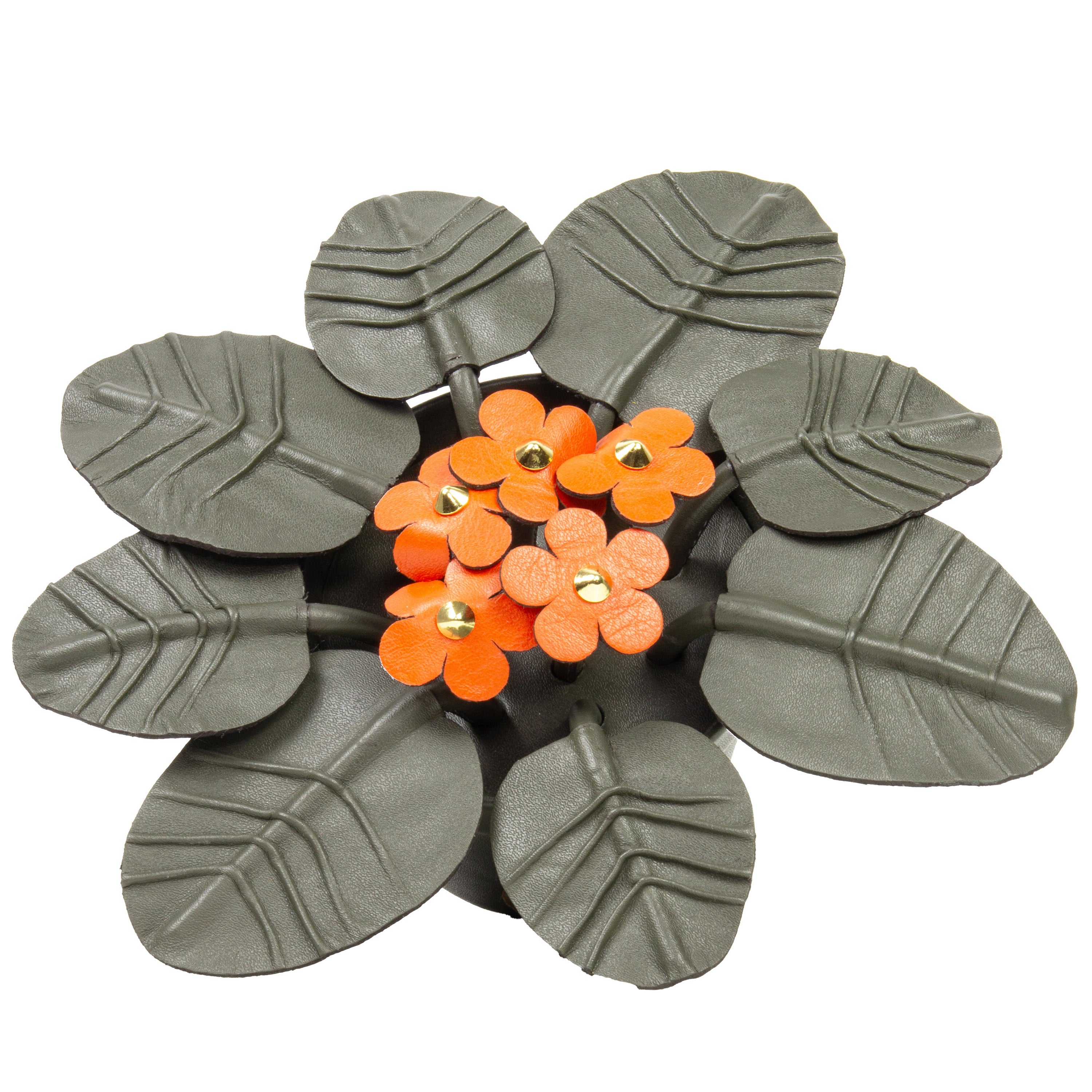 Orange Violet Plant Pot in Leather by Patricia Maranhão