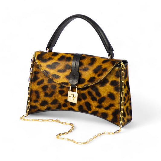 Bolsa Mini Tiracolo Fancy Couro Legítimo Animal Print Onça Patrícia Maranhão