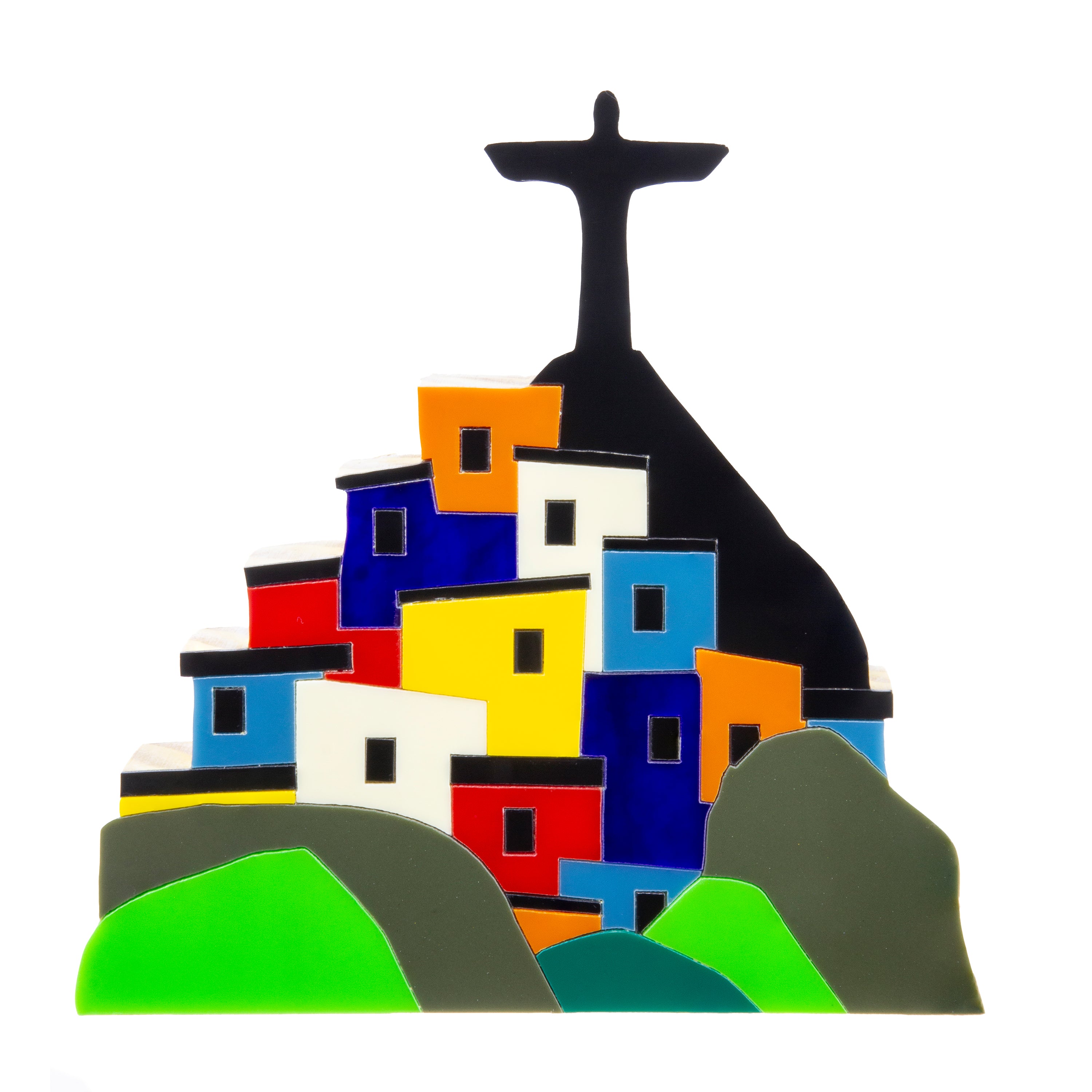 Escultura de Madeira Paisagem Rio Favela Patrícia Maranhão