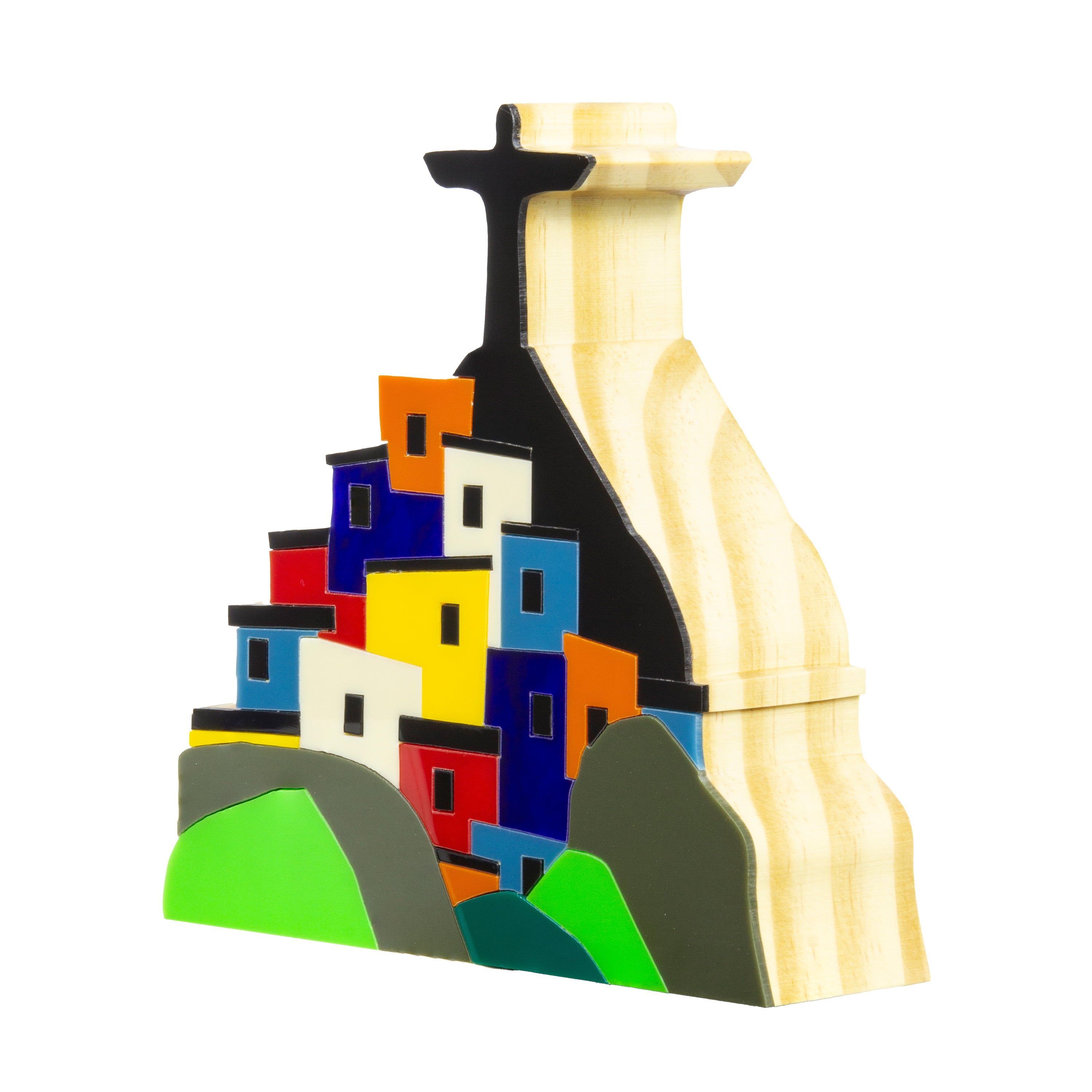 Escultura de Madeira Paisagem Rio Favela Patrícia Maranhão