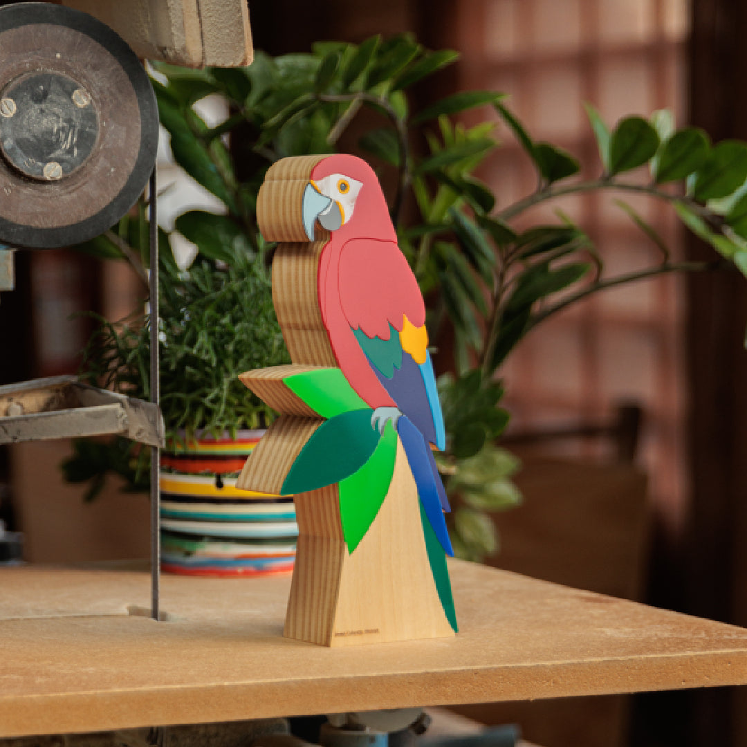 Wooden Sculpture Red Macaw G Patricia Maranhão