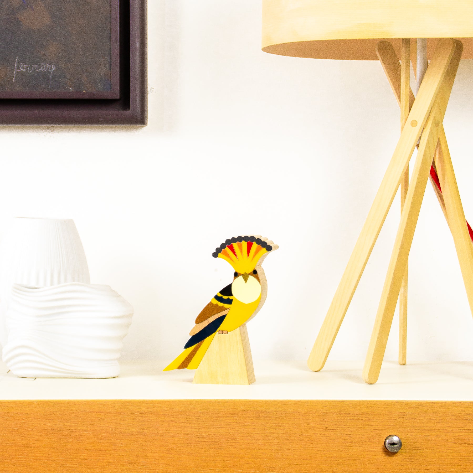 Wooden Sculpture Maria-Fan Bird Patricia Maranhão